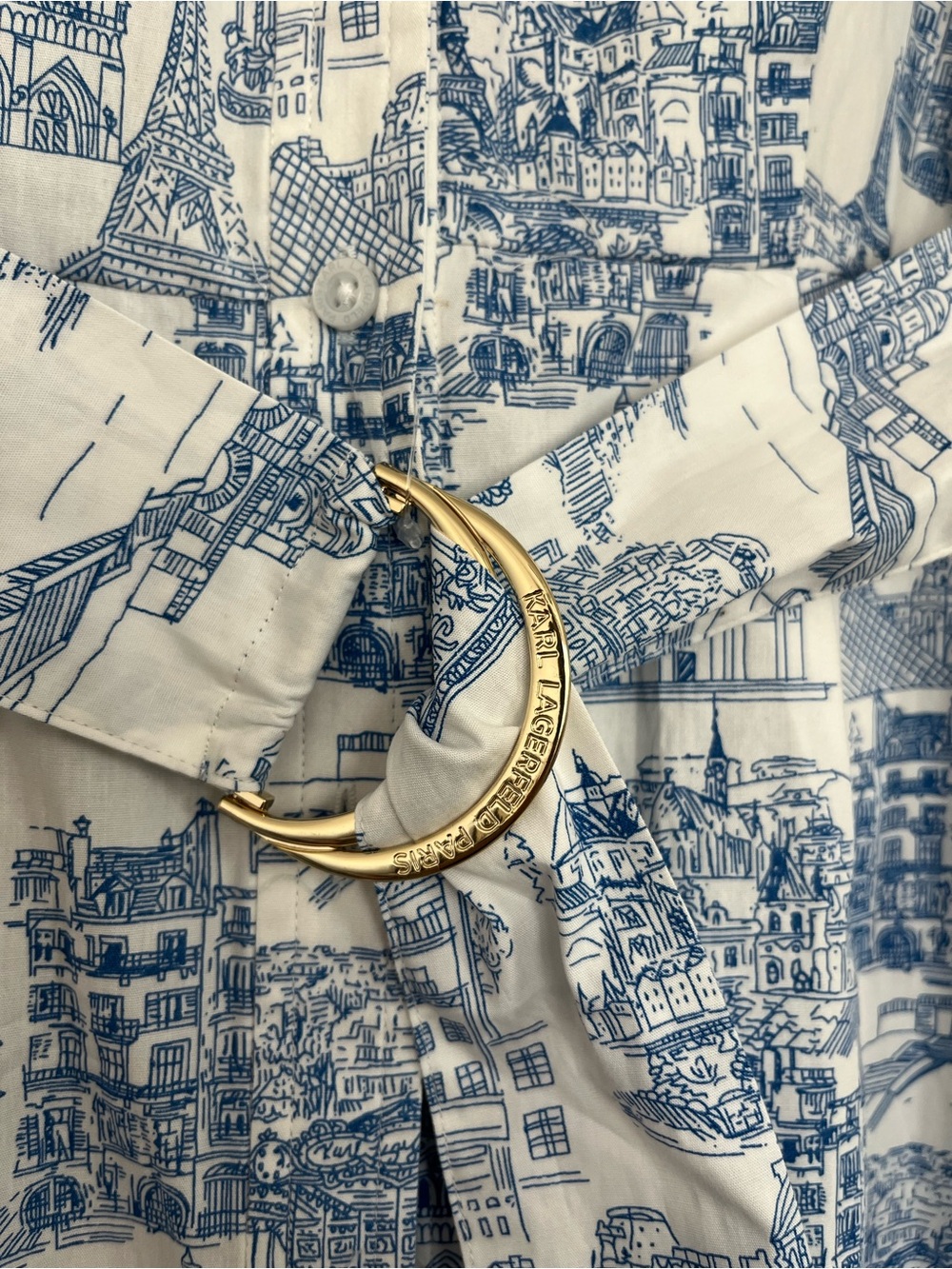 Karl Lagerfeld White and Blue Printed Midi Dress - Picture 3 of 7